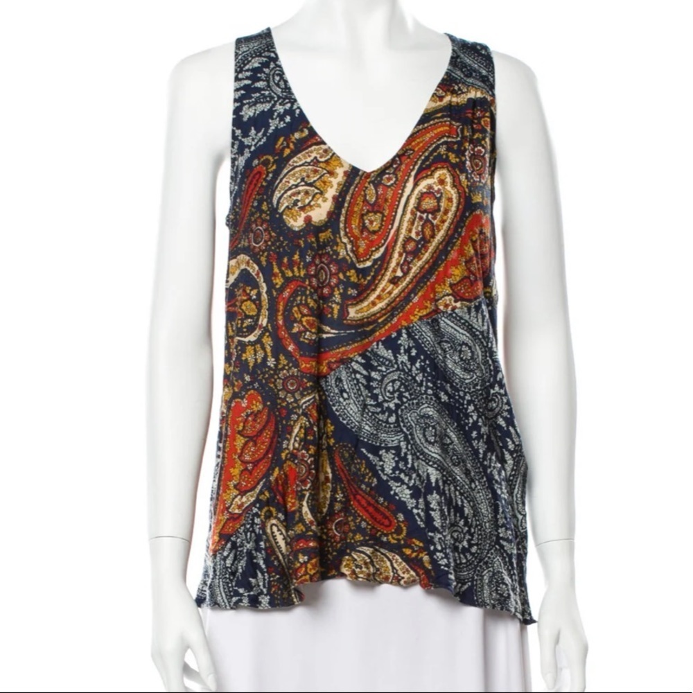 MARC By MARC JACOBS Paisley Print Boho V-Neck Blouse Top